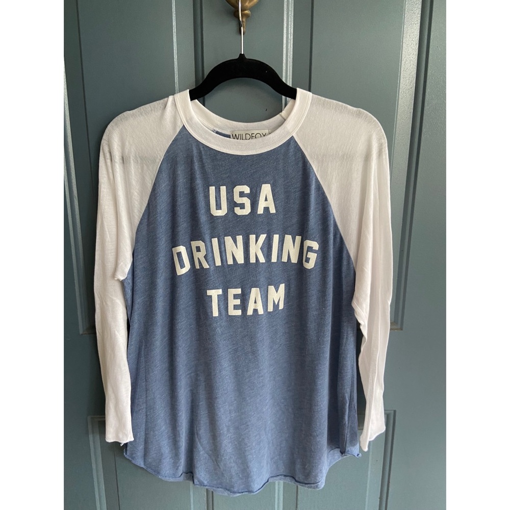 Wildfox USA 🇺🇸 Drinking team baseball T shirt M